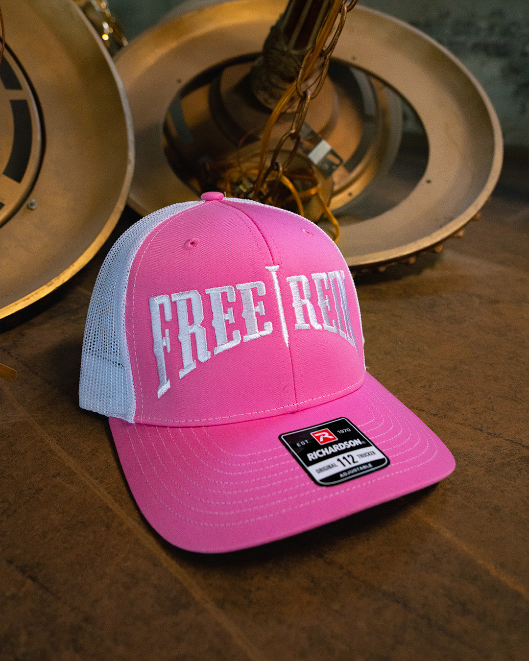 Pink and white Richardson 112 hat